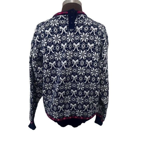 Vintage 80s Northern Isles Nordic Christmas Teddy Bear Sweater Large - Picture 2 of 6